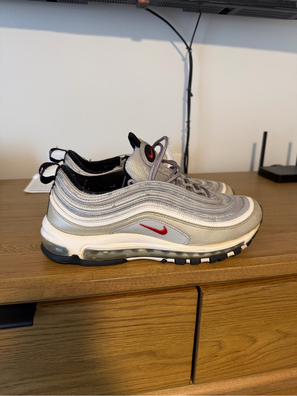 Nike Air Max Silver and Red Low Top Sneakers